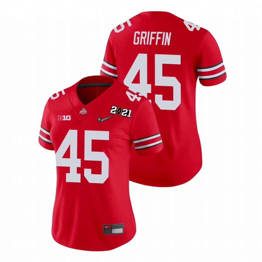 Ohio State Buckeyes Women's NCAA Archie Griffin #45 Scarlet Champions 2021 National College Football Jersey XIA8549NA